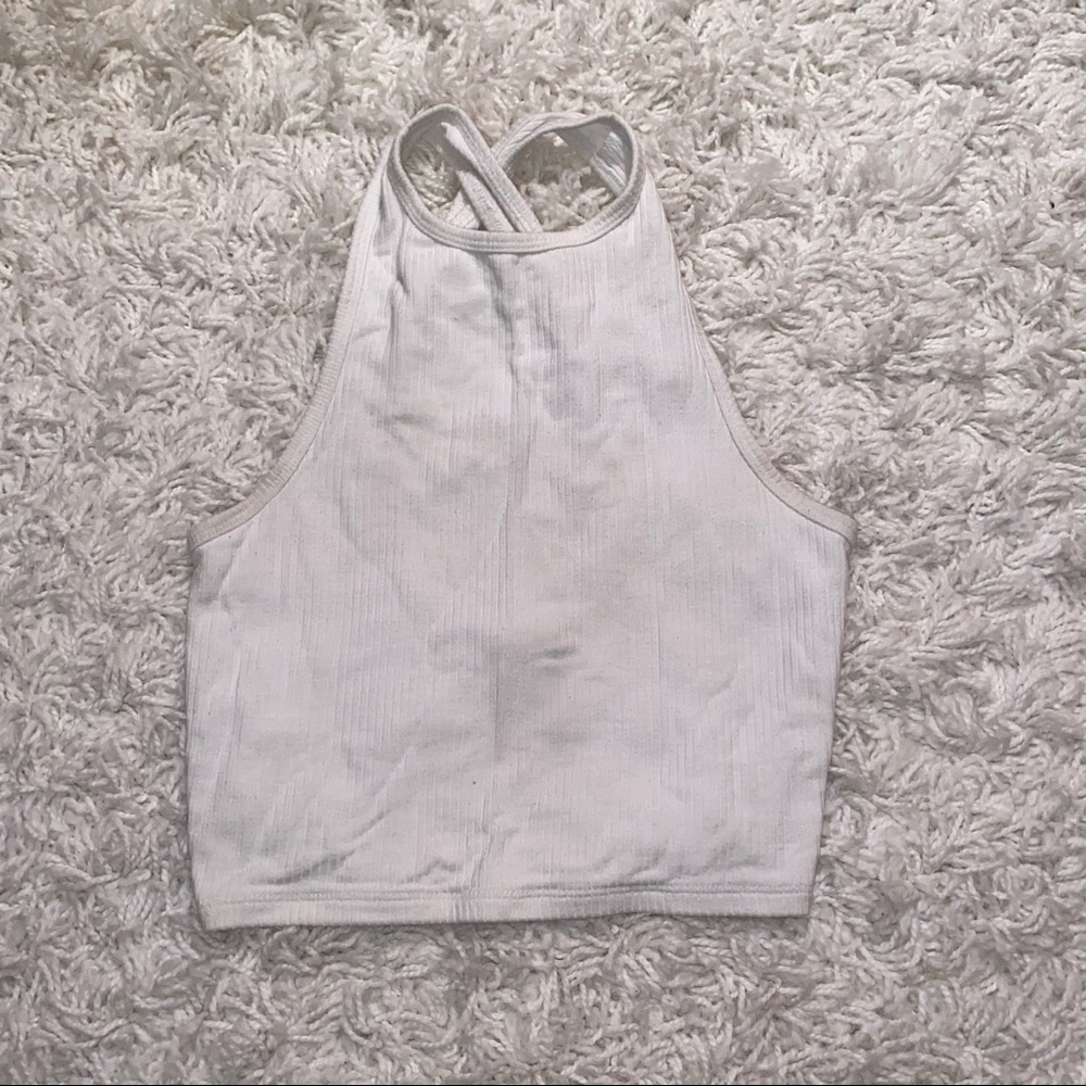Hollister White Halter Tank Top (Criss Cross Back)
